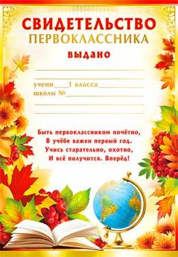 Свидетельство первоклассника (0-511)