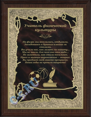 Плакетка Учитель физической культуры