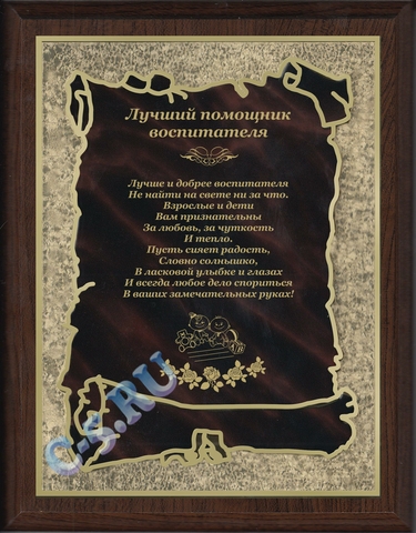 Плакетка Лучший помощник воспитателя