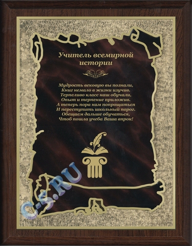 Плакетка Учитель всемирной истории